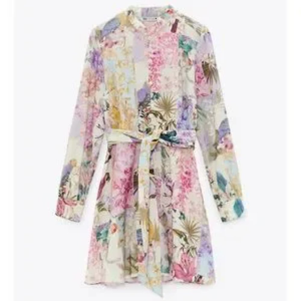NWT ZARA Linen Floral Print Dress Blogger Favorite - Picture 12 of 16